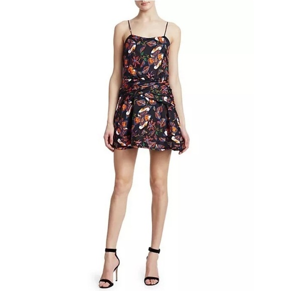 NWT Derek Lam 10 Crosby Floral Camisole Flounce Hem Mini Dress Sz 2 - Picture 2 of 14